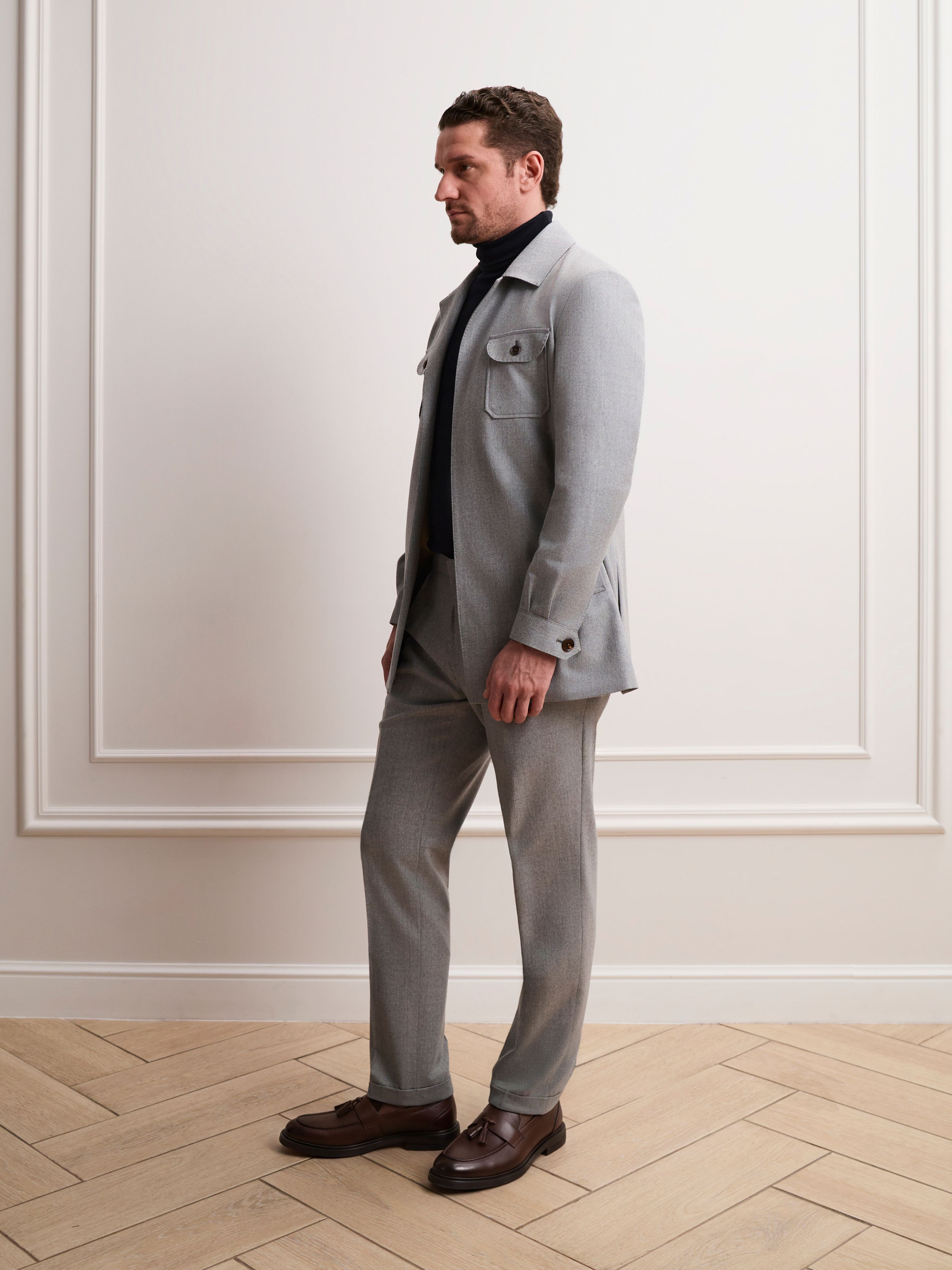 Пиджак сафари и кэжуал брюки из фланелей